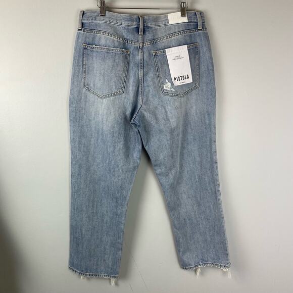 Pistola Charlie Distressed High Rise Straight Leg in Ruthless Size 32/14 $148 - Picture 8 of 9